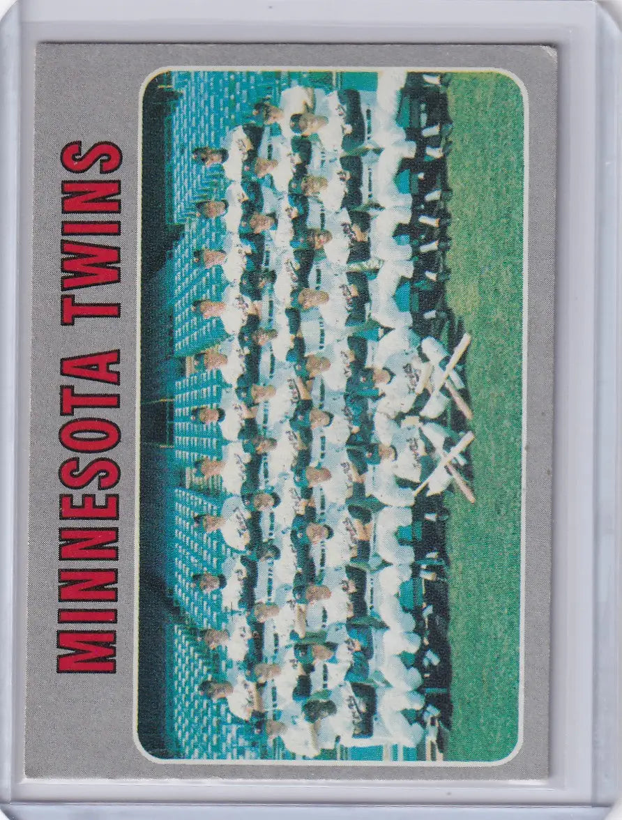 Baseball card of Minnesota Twins team in 1970 Topps Baseball set