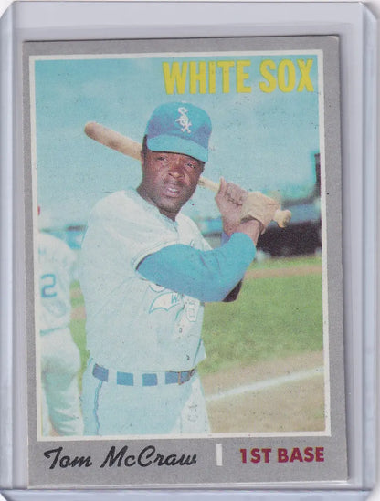 1970 Topps Baseball card of Tom McCraw in batting stance for Chicago White Sox