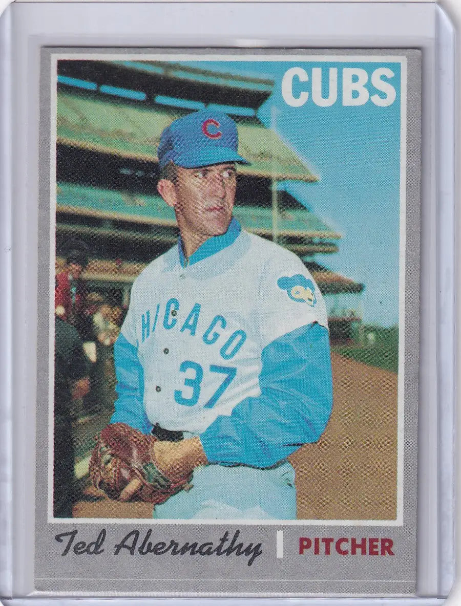 Ted Abernathy 1970 Topps Baseball card featuring Chicago Cubs player details