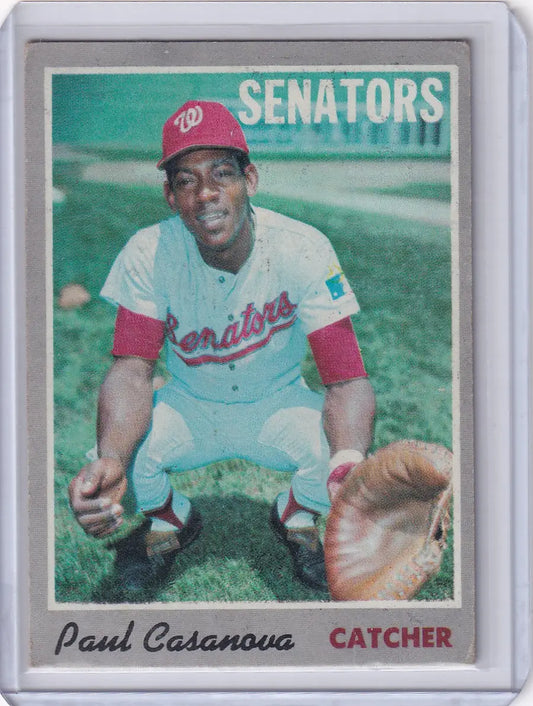 1970 Topps Baseball card of Paul Casanova, catcher for the Washington Senators