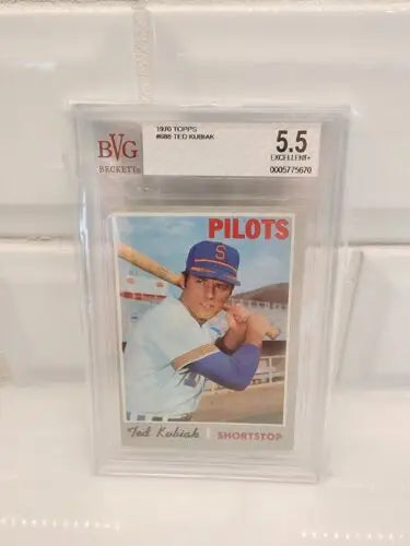 Graded Ted Kubiak Seattle Pilots baseball card from 1970 Topps in BVG 5.5 condition