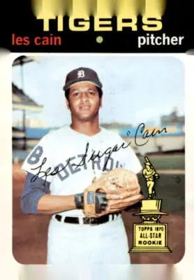 Les Cain baseball card from 1971 Topps #101, listed as a Cain card in excellent condition