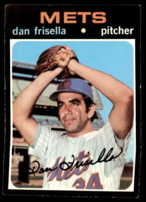 Vintage Dan Frisella baseball card from 1971 Topps #104 featuring Dan Frisella of the York Mets