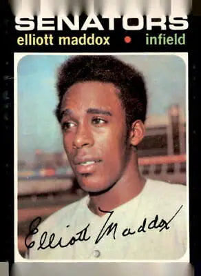 Elliott Maddox baseball card from 1971 Topps #11 showing Elliott Maddox baseball player