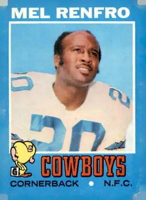 Mel Renfro football card from 1971 Topps #118 featuring Dallas Cowboys player