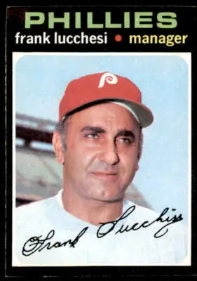 Frank Lucchesi trading card from 1971 Topps #119, vintage Frank Lucchesi trading card