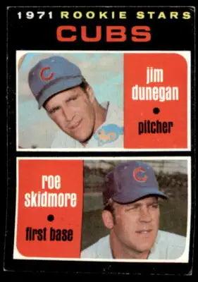1971 Cubs rookie stars trading card featuring Jim Dunegan from Topps 1971 series