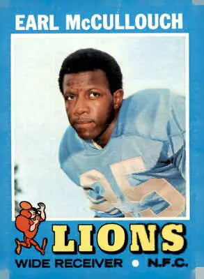Earl McCullouch football card from 1971 Topps #127 featuring Earl McCullouch football player
