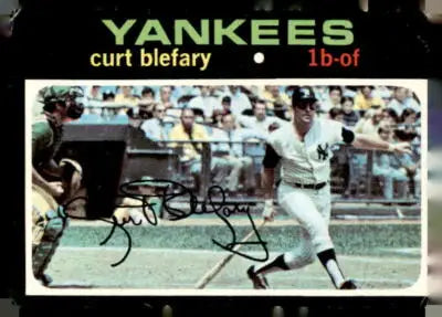 Signed Curt Blefary baseball card from 1971 Topps #131, a collectible sports trading card