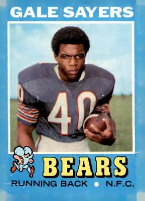 Gale Sayers Chicago Bears trading card from 1971 Topps #150 featuring football legend