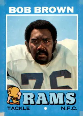 1971 Topps Bob Brown football card featuring Los Angeles Rams player in excellent condition