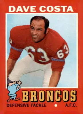 1971 Topps Dave Costa trading card featuring football player Dave Costa