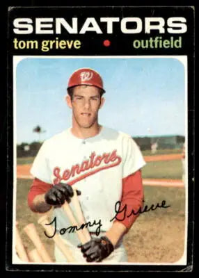 Vintage Tom Grieve baseball card from 1971 Topps #167 featuring collectible Grieve baseball card