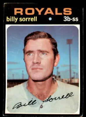 Vintage Billy Sorrell baseball card from 1971 Topps #17 featuring Kansas City Royals player