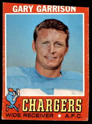 Gary Garrison football card from 1971 Topps series featuring San Diego Chargers player