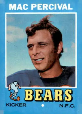 Mac Percival trading card from 1971 Topps #176 showcasing Mac Percival football card