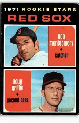 Vintage 1971 Topps Red Sox Rookie Stars baseball card featuring Bob Montgomery and Doug Griffin