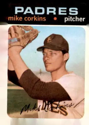 1971 Topps Mike Corkins baseball card featuring San Diego Padres player Mike Corkins