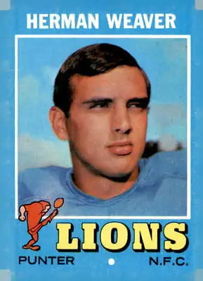 Herman Weaver football card from 1971 Topps #183 featuring Detroit Lions player for great cards