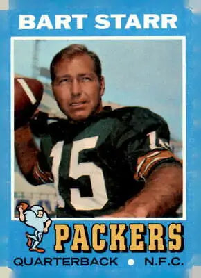 1971 Topps #200 Bart Starr football card featuring Green Bay Packers memorabilia
