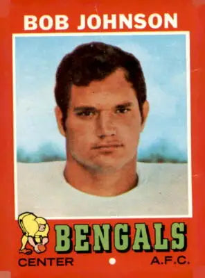 Vintage Bob Johnson Cincinnati Bengals football card from 1971 Topps #208 collection