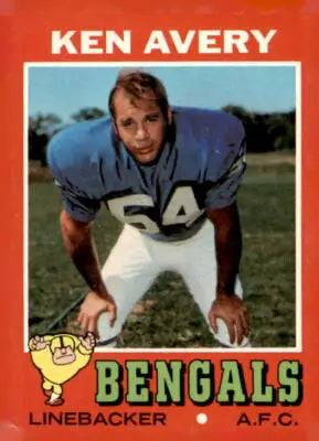 Ken Avery Cincinnati Bengals football card from 1971 Topps #22 in excellent condition