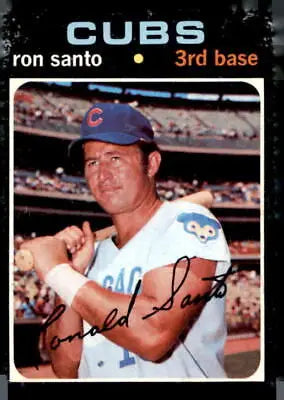Ron Santo baseball card from 1971 Topps #220 featuring Chicago Cubs player