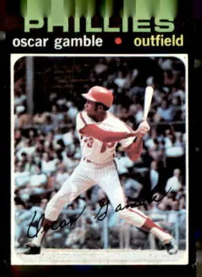 Oscar Gamble baseball trading card from 1971 Topps #23 featuring Oscar Gamble
