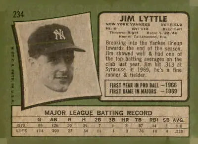 Vintage sports trading card featuring Jim Lytle from 1971 Topps #234