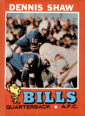 Dennis Shaw Buffalo Bills trading card from 1971 Topps #235 featuring the football player
