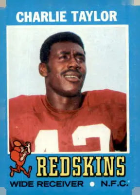 Charley Taylor football card from 1971 Topps #26 showcasing Taylor football memorabilia