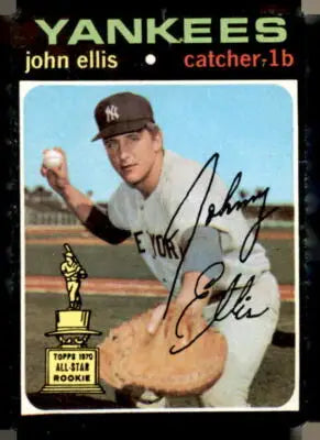 Signed John Ellis baseball card from 1971 Topps #263 featuring John Ellis