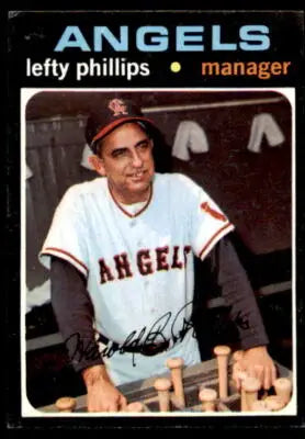 1971 Topps Lefty Phillips trading card featuring baseball sports trading card of Lefty Phillips