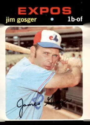 Jim Gosger baseball card from 1971 Topps #284, a unique sports trading card