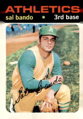 Sal Bando baseball card from 1971 Topps #285 featuring Sal Bando baseball player