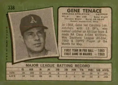 Vintage 1971 Topps Gene Tenace sports trading card in excellent condition