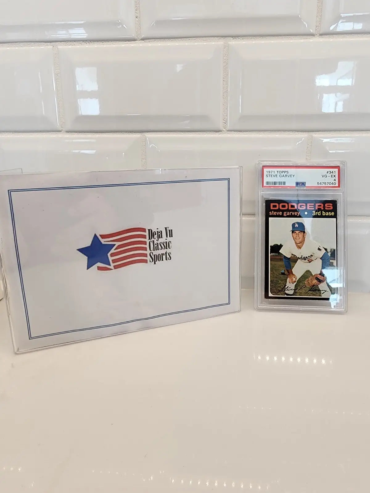 1971 Topps #341 Steve Garvey trading card with company envelope featuring Los Angeles Dodgers