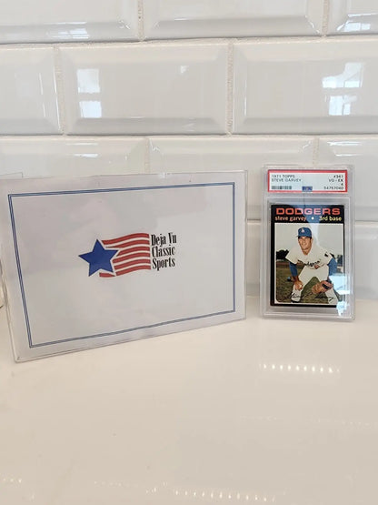 1971 Topps #341 Steve Garvey trading card with company envelope featuring Los Angeles Dodgers