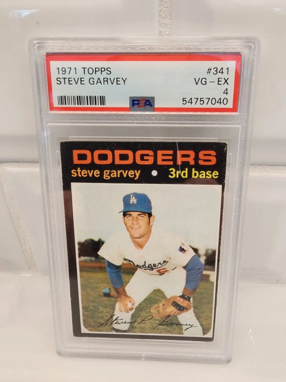 Graded Steve Garvey trading card from 1971 Topps, showcasing Los Angeles Dodgers star