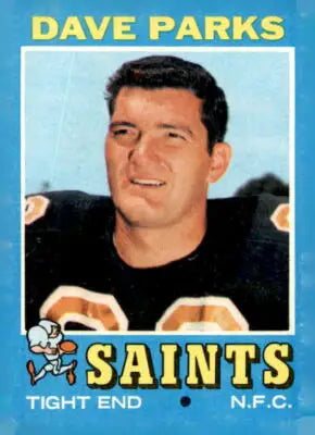 1971 Topps Dave Parks football card featuring Orleans Saints player in excellent condition