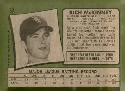 Vintage baseball card of Rich McKinney from the Chicago White Sox 1971 Topps series