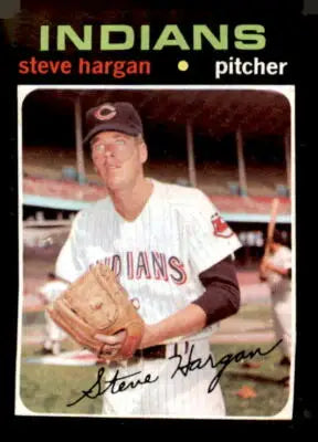 Vintage sports trading card featuring Steve Hargan from 1971 Topps #375
