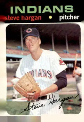 Baseball trading card of Steve Hargan from the 1971 Topps Cleveland Indians series