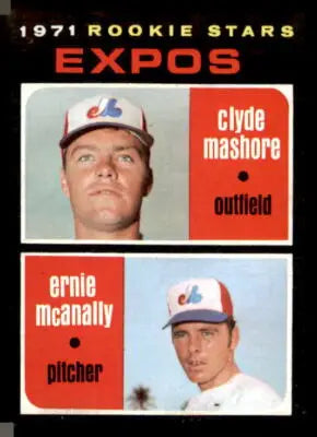 1971 Topps rookie stars baseball card featuring Clyde Mashore and Ernie McAnally