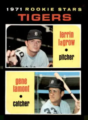 1971 Topps rookie stars baseball card featuring Lerrin LaGrow and Gene Lamont