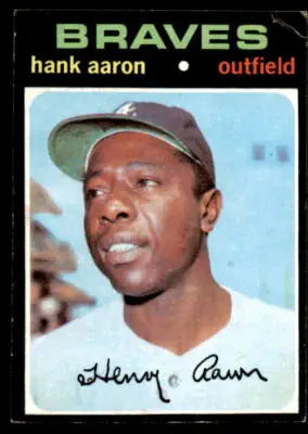 Hank Aaron baseball trading card from 1971 Topps #400 featuring Braves player