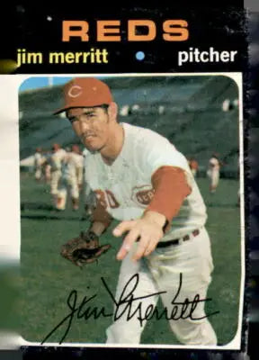 1971 Topps Jim Merritt baseball card featuring Cincinnati Reds player Jim Ray Hart