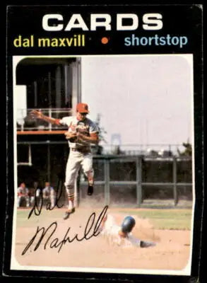 Dal Maxvill baseball card from 1971 Topps #476 showcasing Dal Maxvill baseball memorabilia