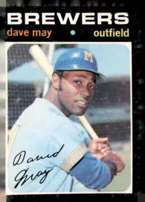 1971 Topps Brewers baseball card featuring Dave May, a popular sports trading card