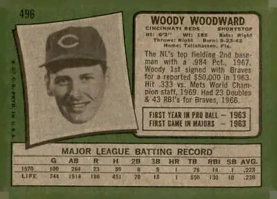Vintage 1971 Topps Woody Woodward sports trading card perfect for collectors